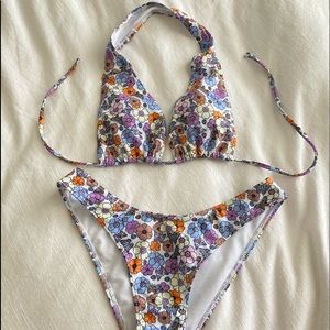 halter floral bikini